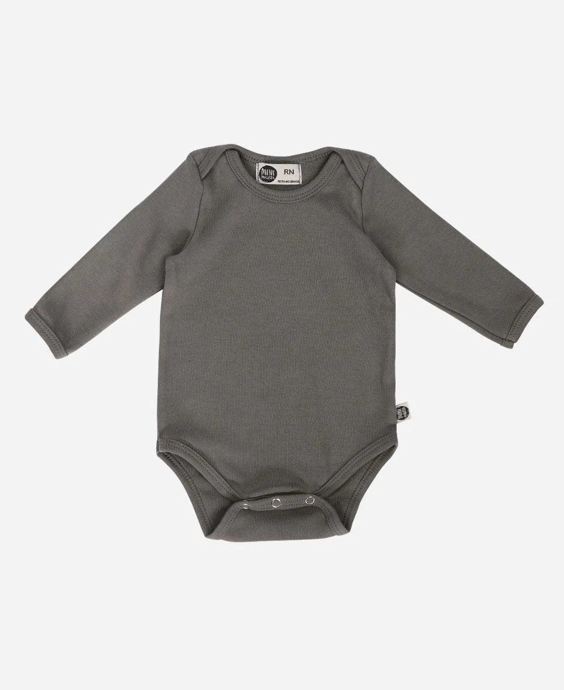 Body de Bebê Manga Longa Unissex MiniMalista | Liso Grafitti - MiniMalista Baby - 0.3, 0.4, b2b, Baby, black-friday, com-desconto-mm10, Frio, Menino, SALE-FINAL, tab-tam-body-manga-longa, Winter Sale 40% -bebê-minimalista-estiloso