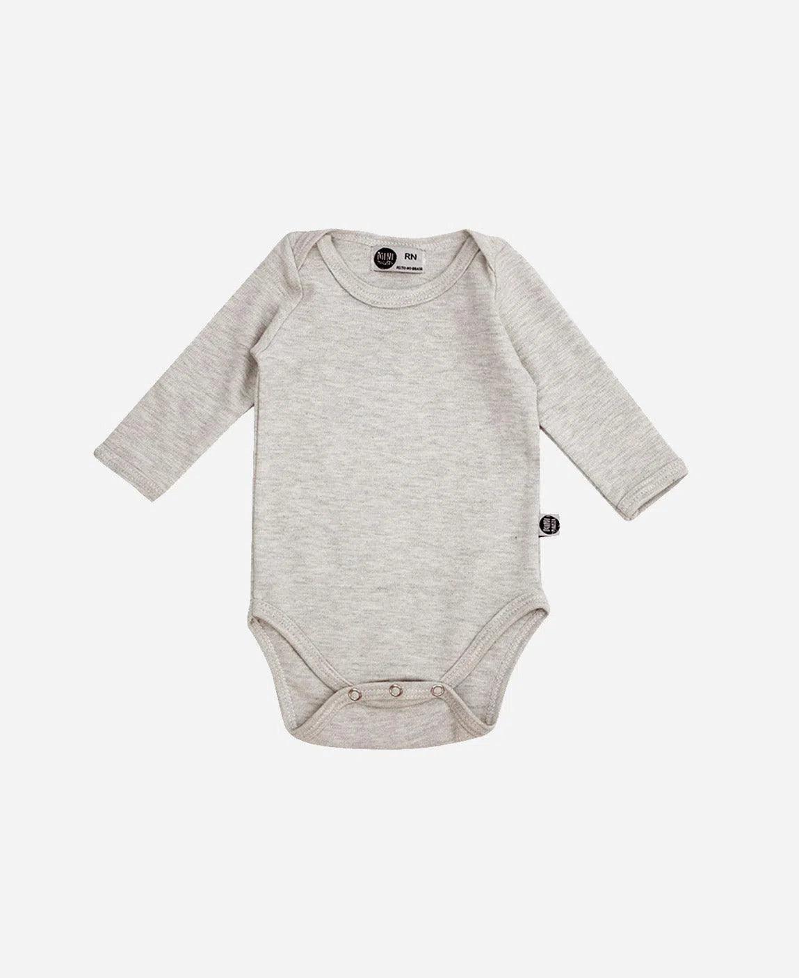Body de Bebê Manga Longa Unissex MiniMalista | Liso Mescla Claro - MiniMalista Baby - 0.3, b2b, Baby, black-friday, com-desconto-mm10, Frio, Menina, Neutro, tab-tam-body-manga-longa, Unissex -bebê-minimalista-estiloso