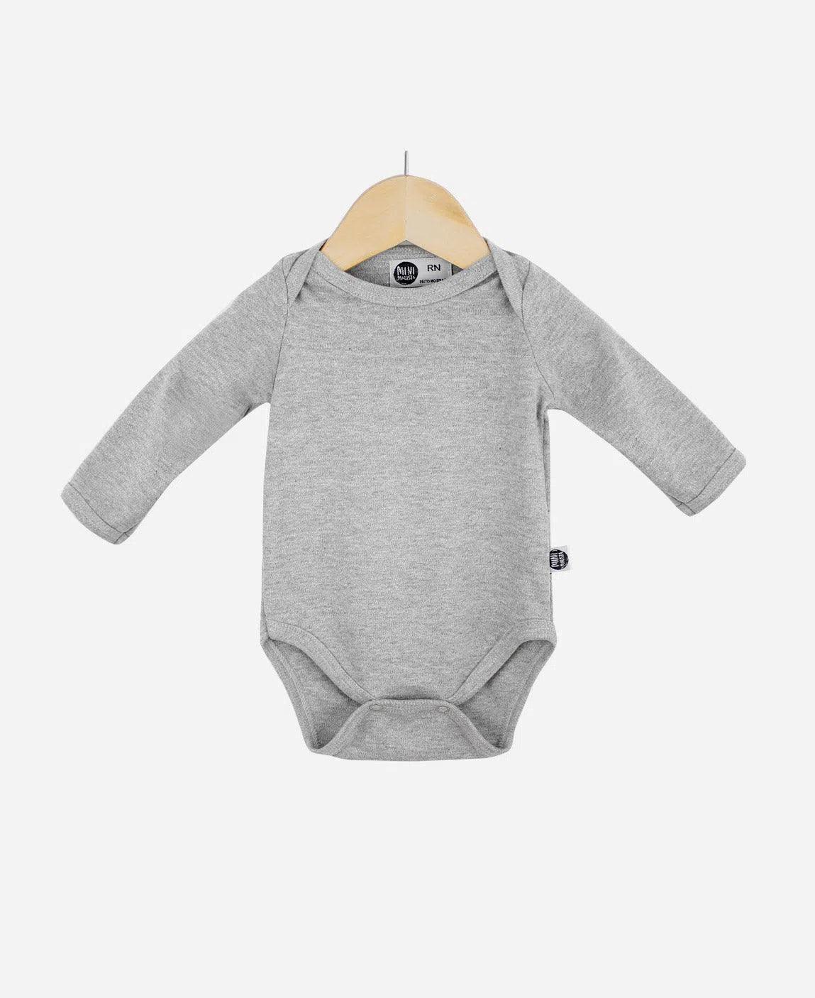 Body de Bebê Manga Longa Unissex MiniMalista | Liso Mescla Médio - MiniMalista Baby - 0.3, b2b, Baby, black-friday, com-desconto-mm10, Frio, Menino, SALE-FINAL, tab-tam-body-manga-longa, Winter Sale 30% -bebê-minimalista-estiloso