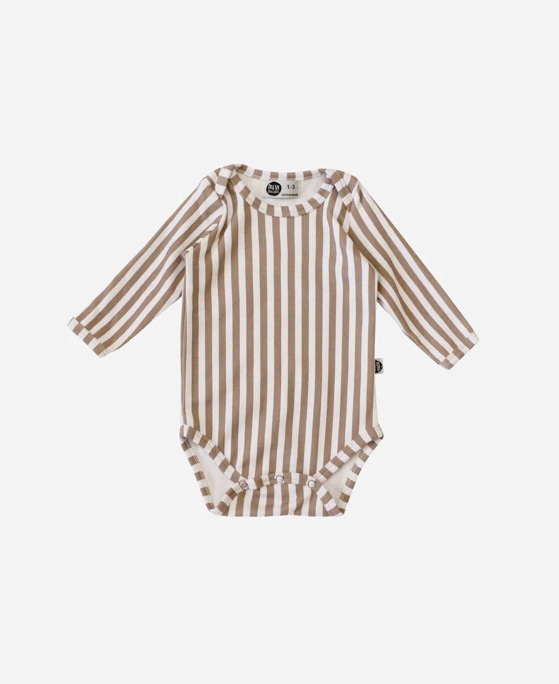 Body de Bebê Manga Longa Unissex | Listras Retrô Avelã - MiniMalista Baby - 0.3, 0.45, b2b, Baby, black-friday, Frio, Menino, Neutro, outlet, SALE-FINAL, tab-tam-body-manga-longa, Unissex -bebê-minimalista-estiloso