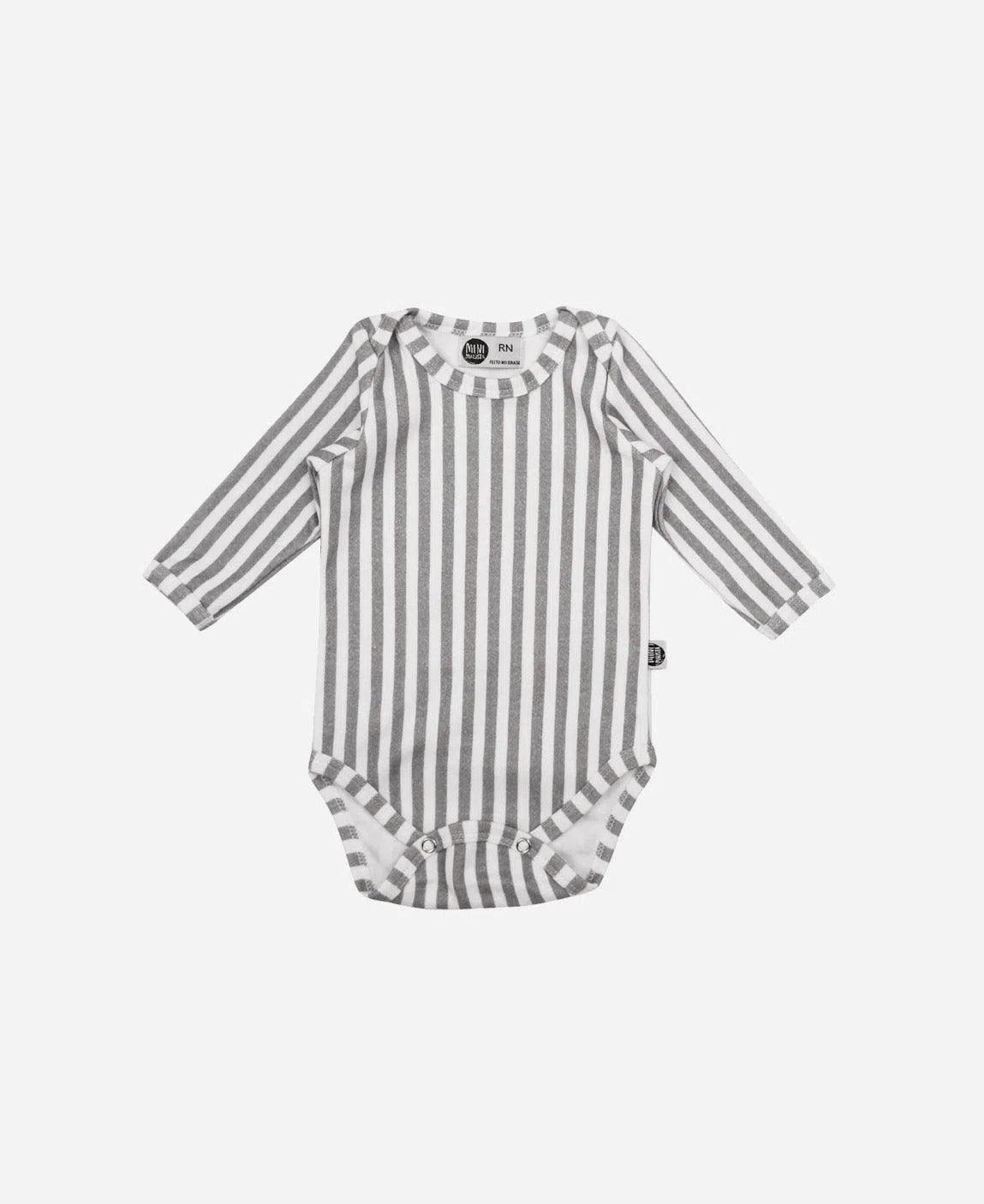 Body de Bebê Manga Longa Unissex | Listras Retrô Cinza - MiniMalista Baby - 0.3, 0.45, b2b, Baby, black-friday, Frio, Menino, Neutro, outlet, SALE-FINAL, tab-tam-body-manga-longa, Unissex -bebê-minimalista-estiloso