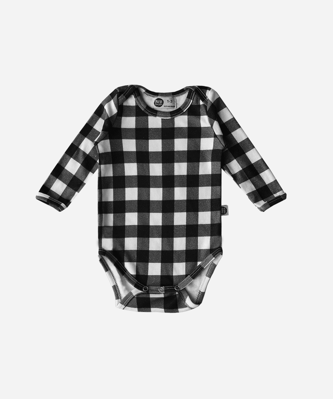 Body de Bebê Manga Longa Unissex Vichy Preto - MiniMalista Baby - 0.3, b2b, Baby, black-friday, Frio, Menino, outlet, SALE-FINAL, tab-tam-body-manga-longa, Winter Sale 40% -bebê-minimalista-estiloso