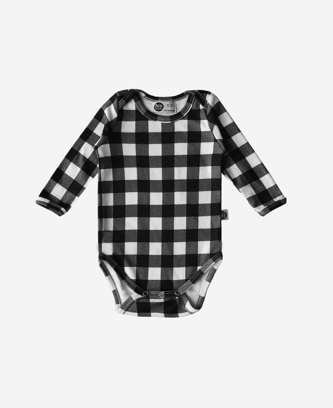 Body de Bebê Manga Longa Unissex Vichy Preto - MiniMalista Baby - 0.3, b2b, Baby, black-friday, Frio, Menino, outlet, SALE-FINAL, tab-tam-body-manga-longa, Winter Sale 40% -bebê-minimalista-estiloso