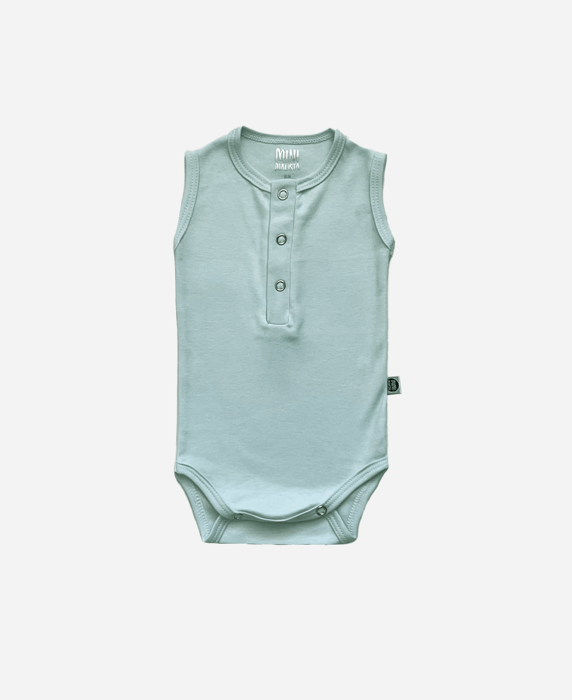Body de Bebê Regata Unissex Botões Liso Mint - MiniMalista Baby - b2b, Baby, Calor, Menino, Neutro, new, Unissex, Verão -bebê-minimalista-estiloso