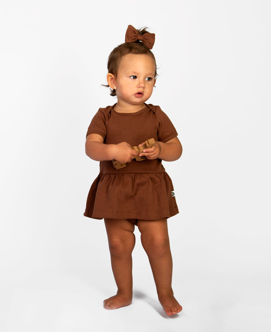 Body-Vestido de Bebê Manga Curta | Liso Oak