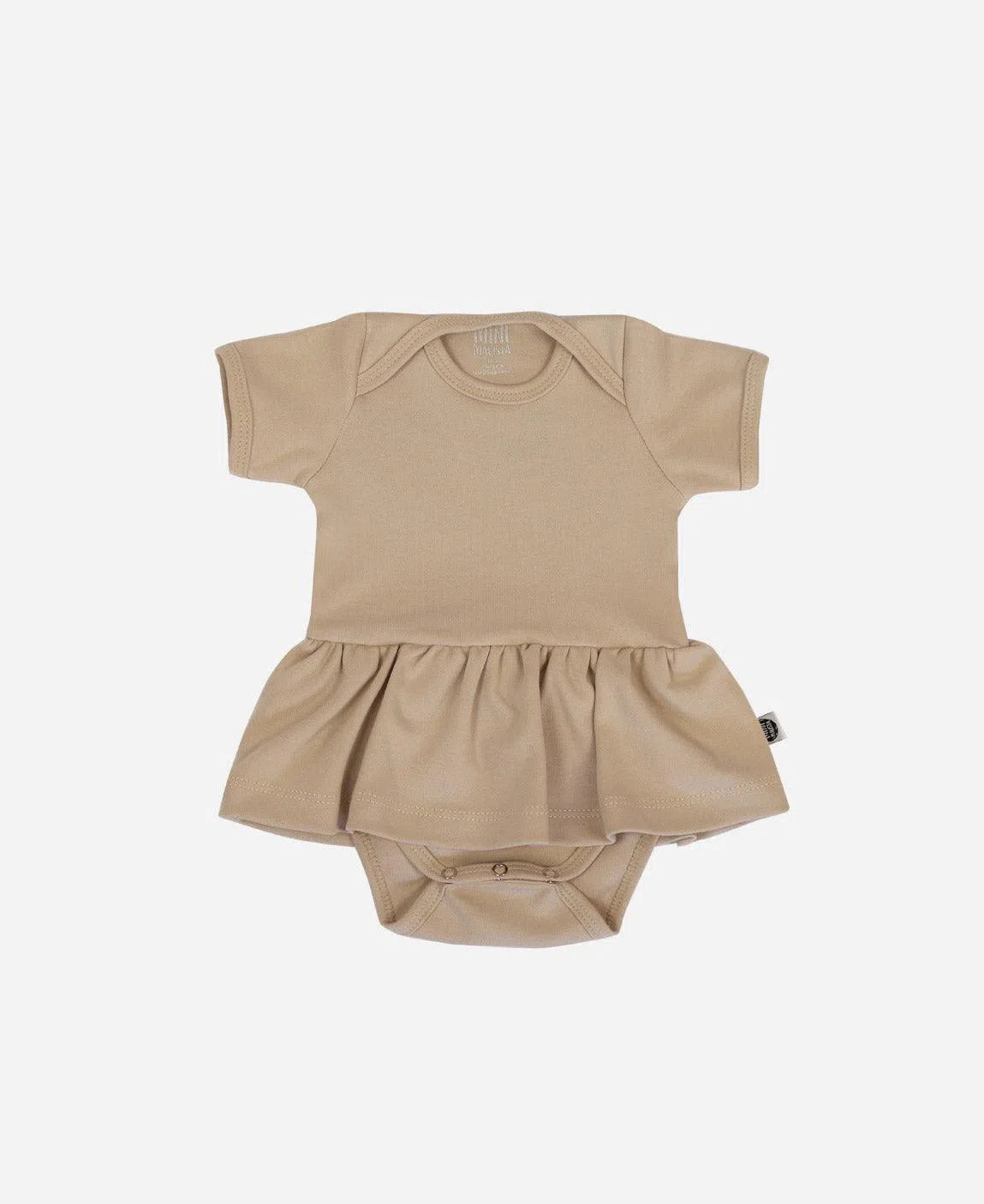 Body-Vestido de Bebê Manga Curta MiniMalista Liso Beige - MiniMalista Baby - b2b, Baby, com-desconto-mm10, Meia Estação, Menina, Neutro, tab-tam-body-vestido, Unissex -bebê-minimalista-estiloso