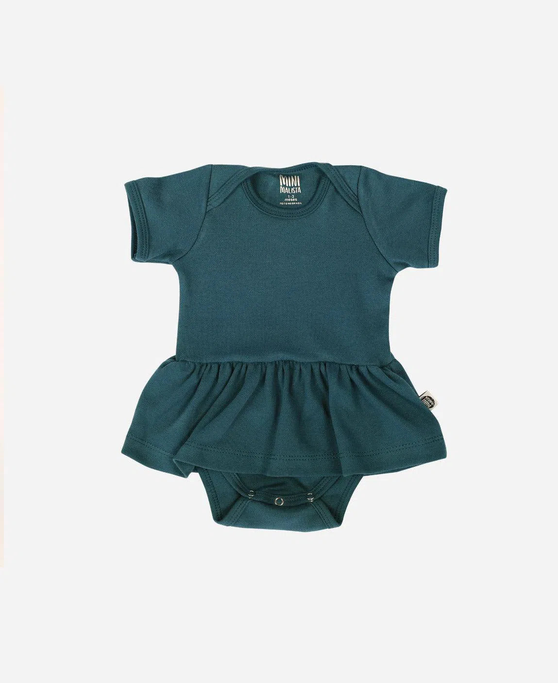 Body-Vestido de Bebê Manga Curta MiniMalista Liso Deep Green - MiniMalista Baby - b2b, Baby, Christmas, com-desconto-mm10, Meia Estação, Menina, natal, tab-tam-body-vestido, Xmas -bebê-minimalista-estiloso