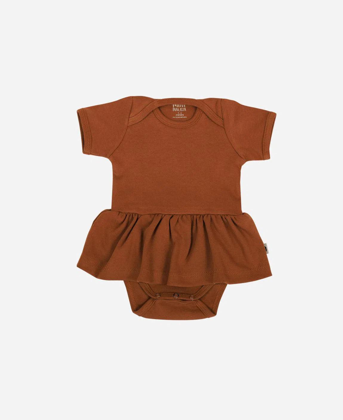 Body-Vestido de Bebê Manga Curta MiniMalista | Liso Ginger - MiniMalista Baby - 0.3, 0.35, b2b, Baby, black-friday, com-desconto-mm10, Meia Estação, Menina, tab-tam-body-vestido -bebê-minimalista-estiloso