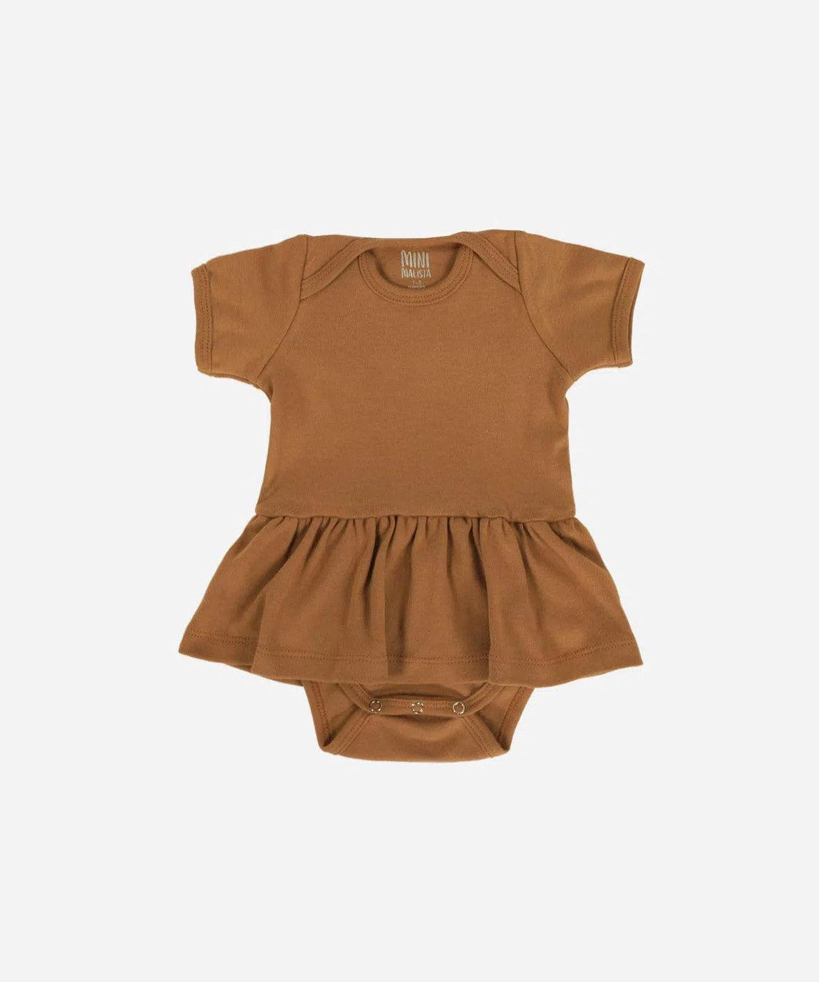 Body-Vestido de Bebê Manga Curta MiniMalista | Liso Goldie - MiniMalista Baby - 0.3, b2b, Baby, black-friday, com-desconto-mm10, Meia Estação, Menina, tab-tam-body-vestido -bebê-minimalista-estiloso