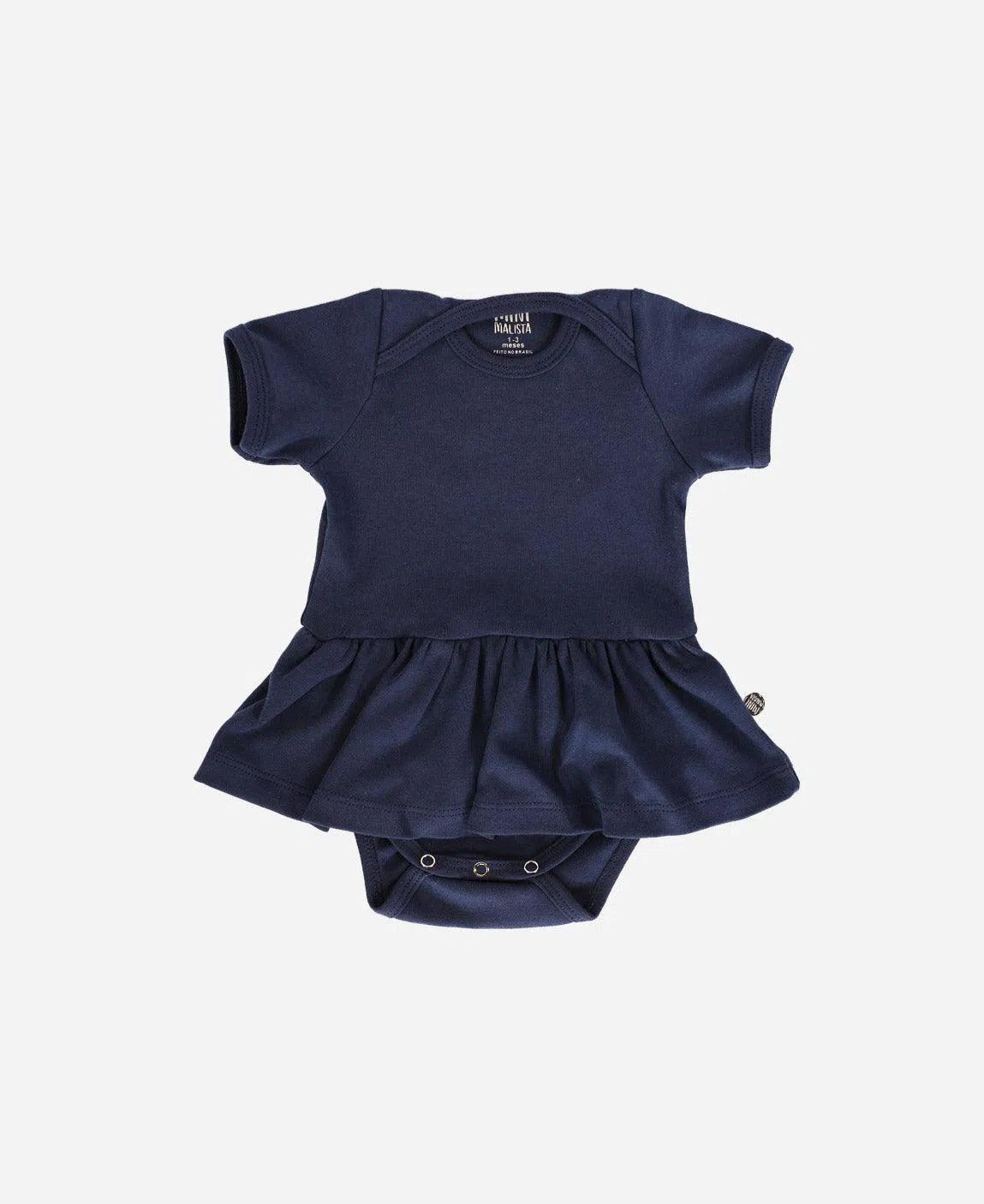 Body-Vestido de Bebê Manga Curta MiniMalista | Liso Ocean - MiniMalista Baby - 0.3, b2b, Baby, black-friday, com-desconto-mm10, Meia Estação, Menina, tab-tam-body-vestido -bebê-minimalista-estiloso