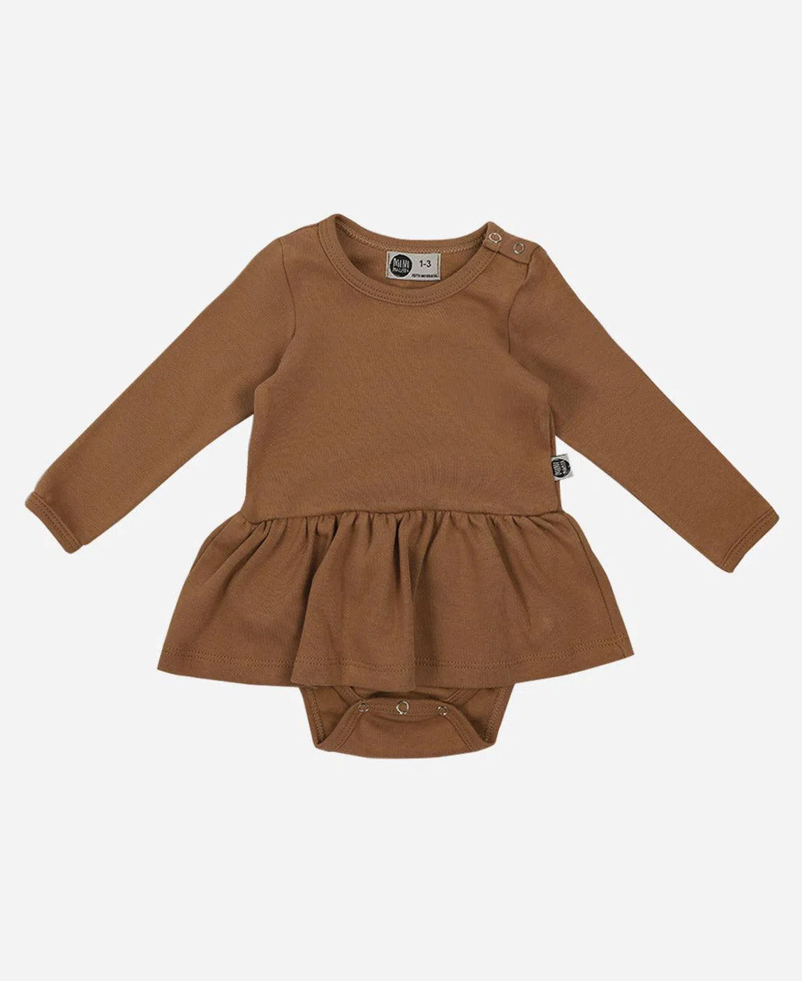 Body-Vestido de Bebê Manga Longa MiniMalista Liso Caramelo - MiniMalista Baby - b2b, Baby, Frio, Menina, Neutro, outlet, tab-tam-body-vestido, Unissex -bebê-minimalista-estiloso