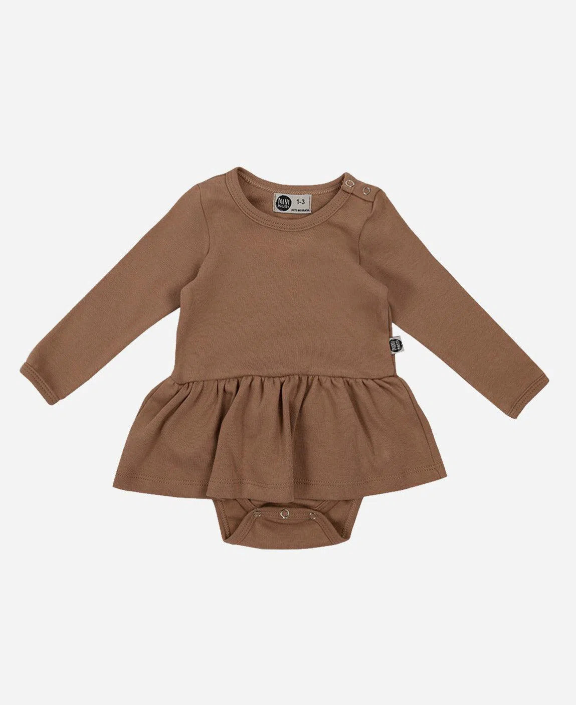 Body-Vestido de Bebê Manga Longa MiniMalista Liso Mocha - MiniMalista Baby - b2b, Baby, com-desconto-mm10, Frio, Menina, Neutro, tab-tam-body-vestido, Unissex, Winter Sale 40% -bebê-minimalista-estiloso