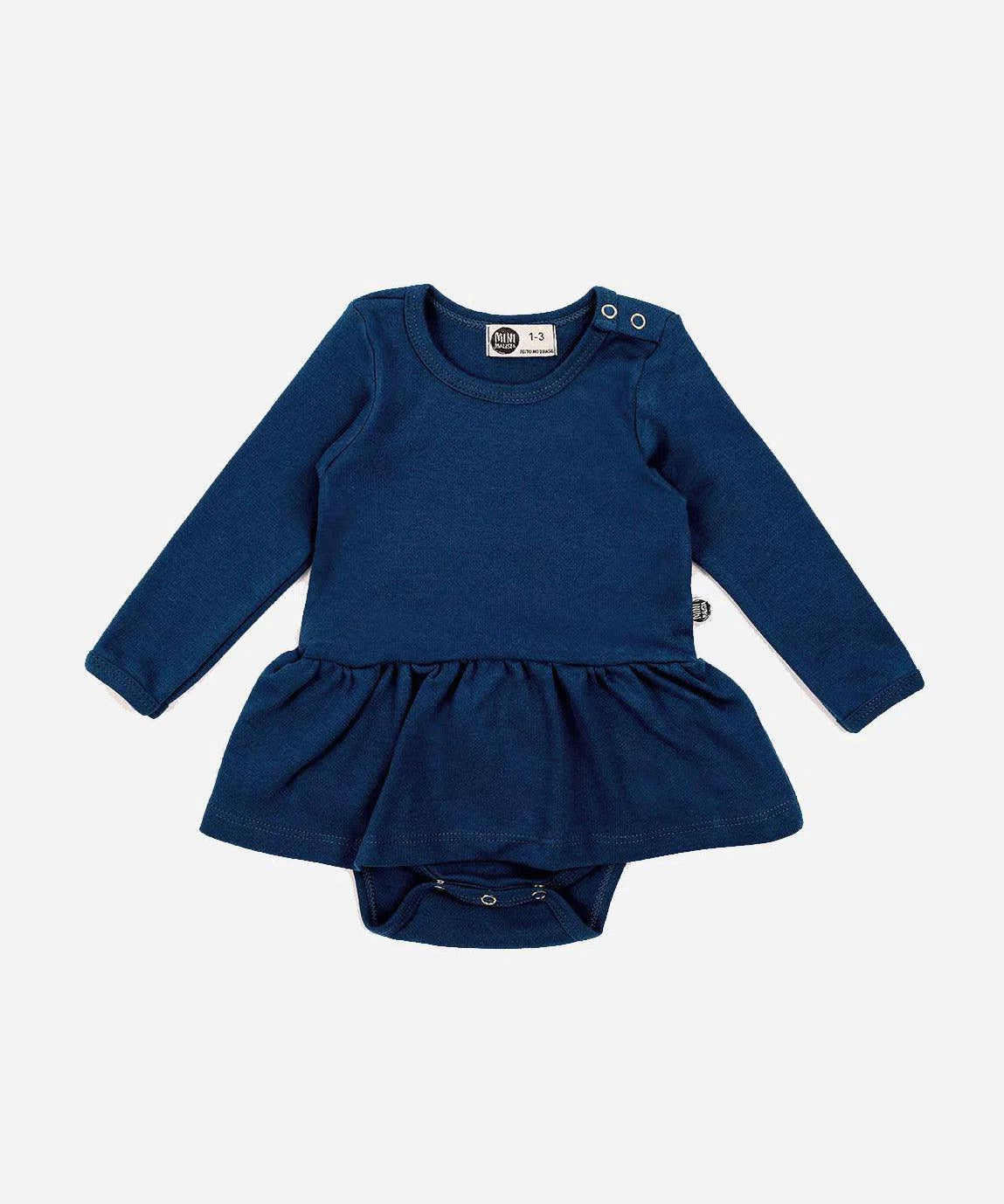 Body-Vestido de Bebê Manga Longa MiniMalista | Liso Azul Sky - MiniMalista Baby - 0.3, 0.45, b2b, Baby, black-friday, com-desconto-mm10, Frio, Menina, SALE-FINAL, tab-tam-body-vestido -bebê-minimalista-estiloso