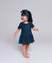 Body-Vestido de Bebê Manga Curta | Liso Ocean