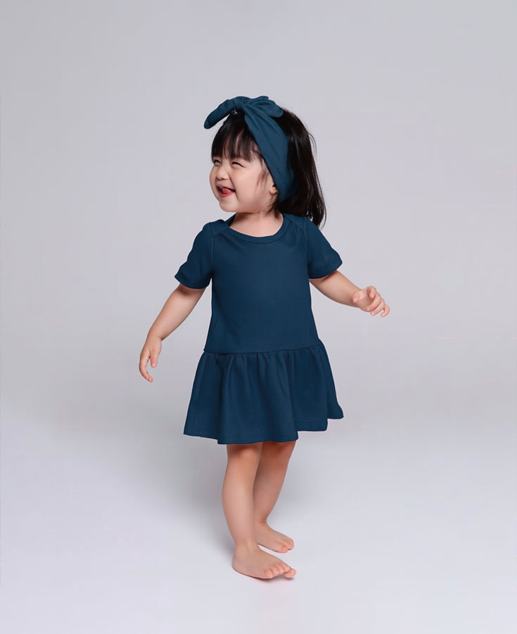 Body-Vestido de Bebê Manga Curta | Liso Ocean