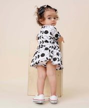 Body-Vestido de Bebê Manga Curta | Lunar