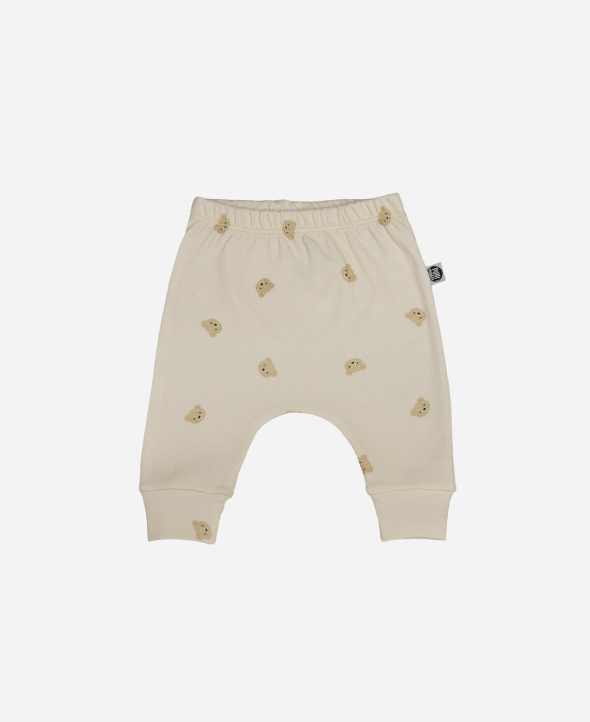 Calça Harém de Bebê Unissex — estampa Baby Bear (ursinhos fofos sobre cinnamon) — Coleção Wild — 100% algodão fio egípcio — MiniMalista Baby