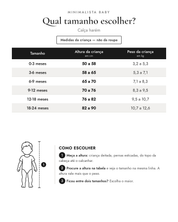 Tabela de tamanhos — medidas da criança | Calça harém