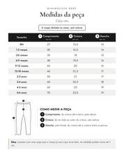 Tabela de medidas da peça | Calça reta