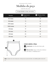 Tabela de medidas da peça | Calcinha de praia