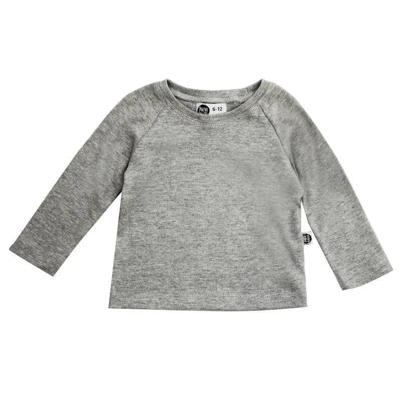 Camiseta Infantil de Inverno Manga Longa Unissex Raglan MiniMalista Liso Mescla - MiniMalista Baby - b2b, com-desconto-mm10, Frio, Kids, Menino, Winter Sale 30% -bebê-minimalista-estiloso