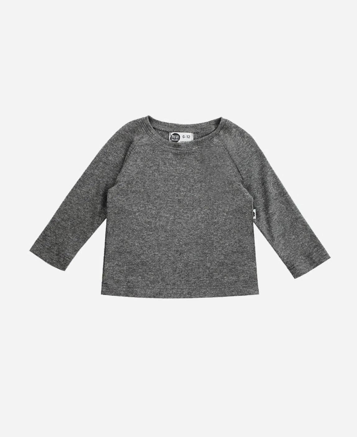 Camiseta Infantil de Inverno Manga Longa Unissex Raglan MiniMalista Liso | Mescla Escuro - MiniMalista Baby - 0.3, b2b, black-friday, com-desconto-mm10, Frio, Kids, Menino, tab-tamanho-camiseta-raglan, Winter Sale 20% -bebê-minimalista-estiloso