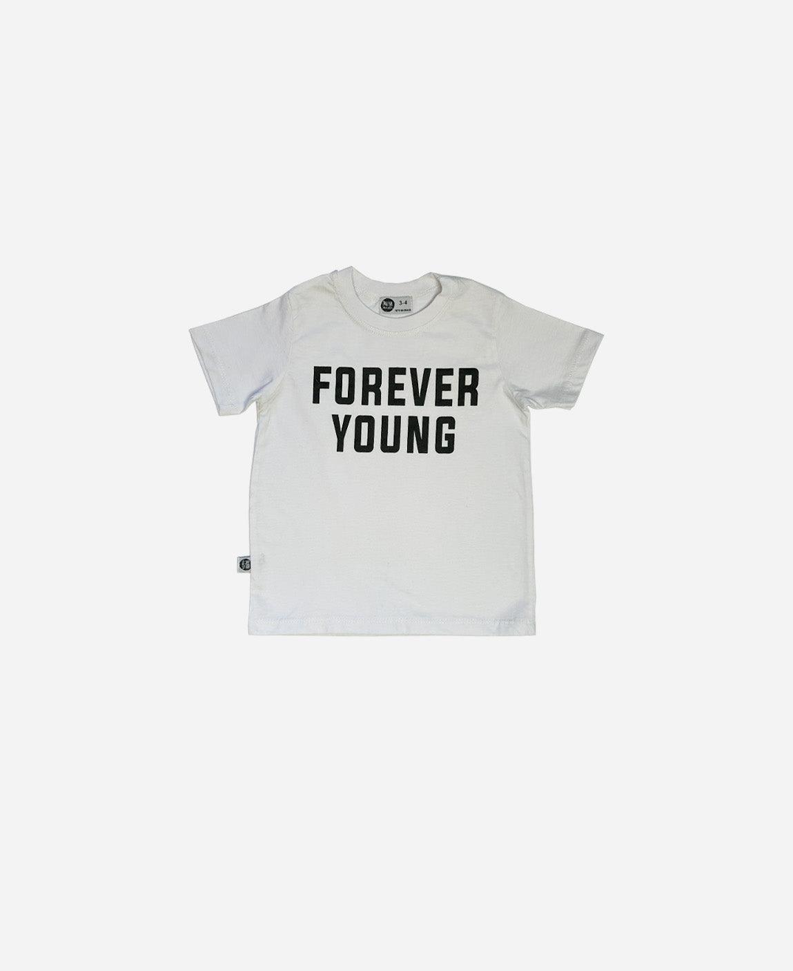 Camiseta Infantil Manga Curta Unissex FOREVER YOUNG - MiniMalista Baby - b2b, Kids, Meia Estação, Menina, Neutro, outlet, tab-tam-camiseta-manga-curta, Unissex -bebê-minimalista-estiloso
