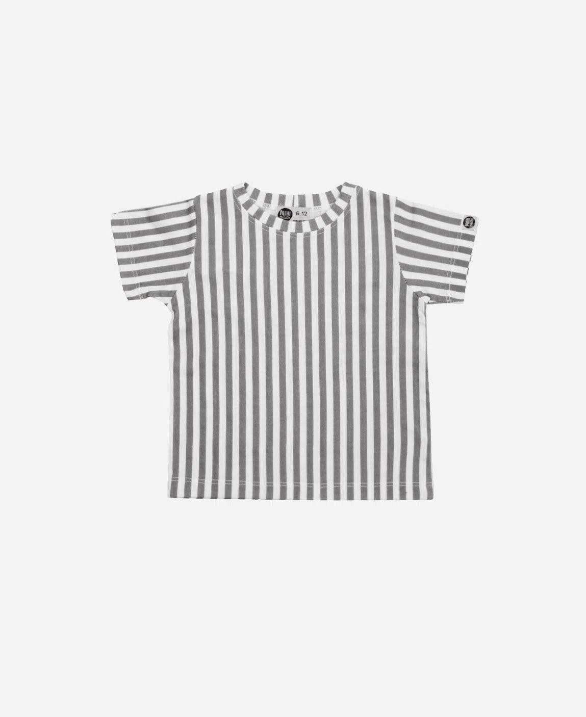 Camiseta Infantil Manga Curta Unissex | Listras Retrô Cinza - MiniMalista Baby - 0.3, 0.45, b2b, black-friday, Kids, Meia Estação, Menino, minime, Neutro, outlet, SALE-FINAL, tab-tam-camiseta-manga-curta, Unissex -bebê-minimalista-estiloso
