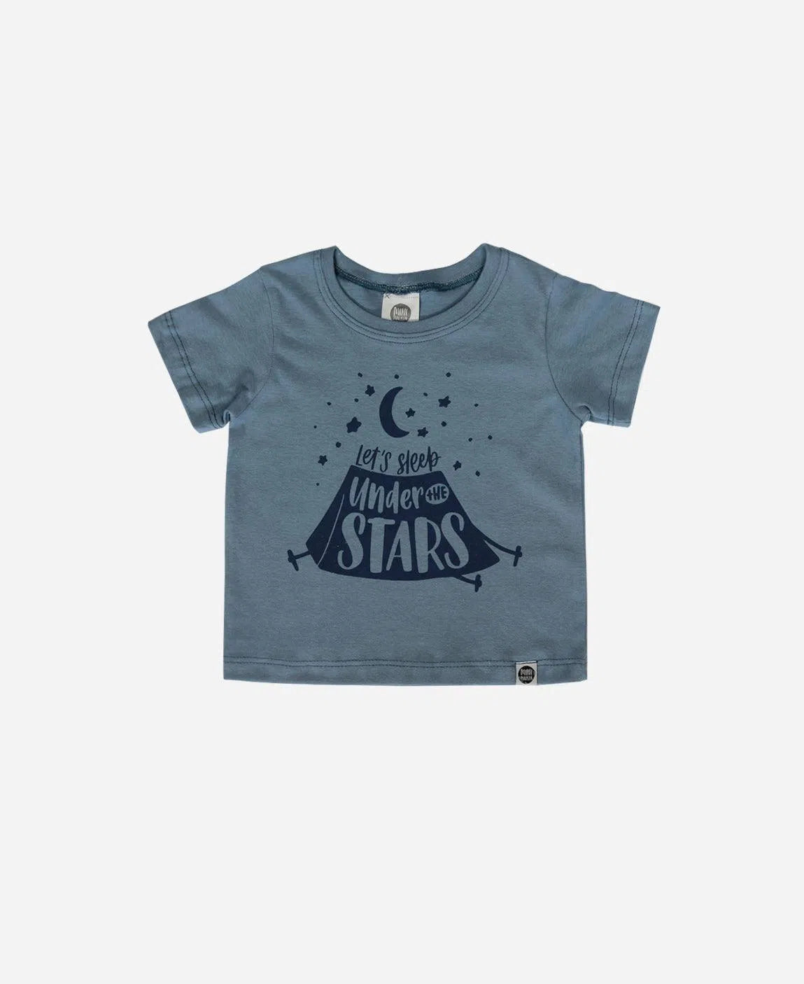 Camiseta Infantil Manga Curta Unissex Under The Stars Fundo Azul - MiniMalista Baby - 0.3, b2b, black-friday, com-desconto-mm10, Kids, Meia Estação, Menino, Neutro, tab-tam-camiseta-manga-curta, Unissex -bebê-minimalista-estiloso