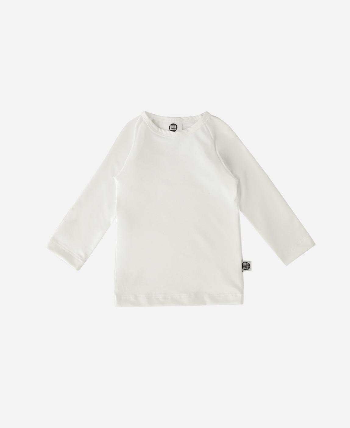 Camiseta Infantil Proteção Solar Unissex UV50+ MiniMalista Liso Branco Off - MiniMalista Baby - b2b, Calor, com-desconto-mm10, Menino, Verão -bebê-minimalista-estiloso