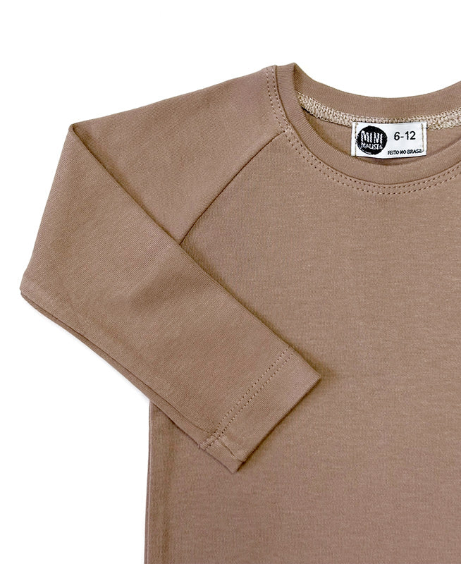 Camiseta Infantil de Inverno Manga Longa Unissex Raglan | Liso Mocha