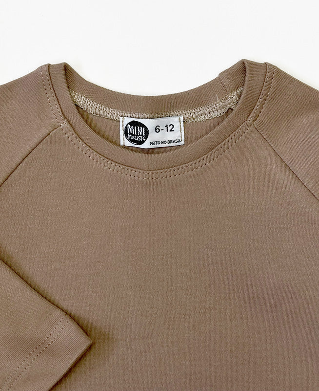 Camiseta Infantil de Inverno Manga Longa Unissex Raglan | Liso Mocha