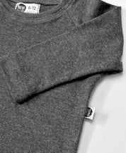 Camiseta Infantil de Inverno Manga Longa Unissex Raglan MiniMalista Liso | Mescla Escuro