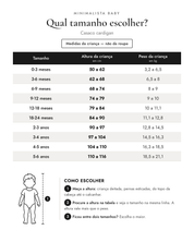 Tabela de tamanhos — medidas da criança | Casaco cardigan