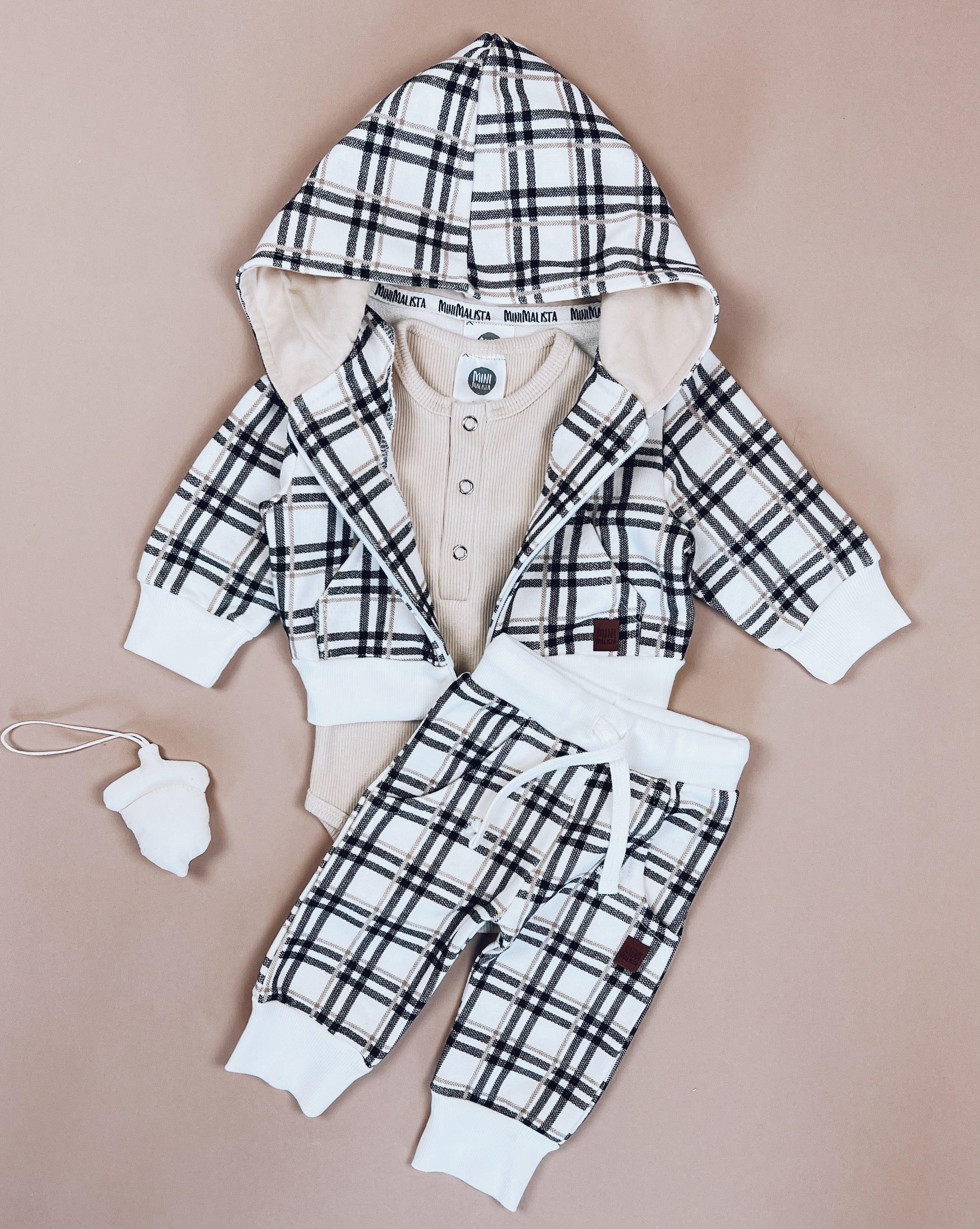 Casaco Capuz e Ziper Unissex Moletinho | Xadrez Plaid - MiniMalista Baby - 0.3, b2b, Baby, black-friday, com-desconto-mm10, Frio, Kids, Menino, Neutro, tab-medidas-casaco-capuz, tab-tam-casaco-capuz-ziper-bebe, Unissex, Winter Sale 30% -bebê-minimalista-estiloso