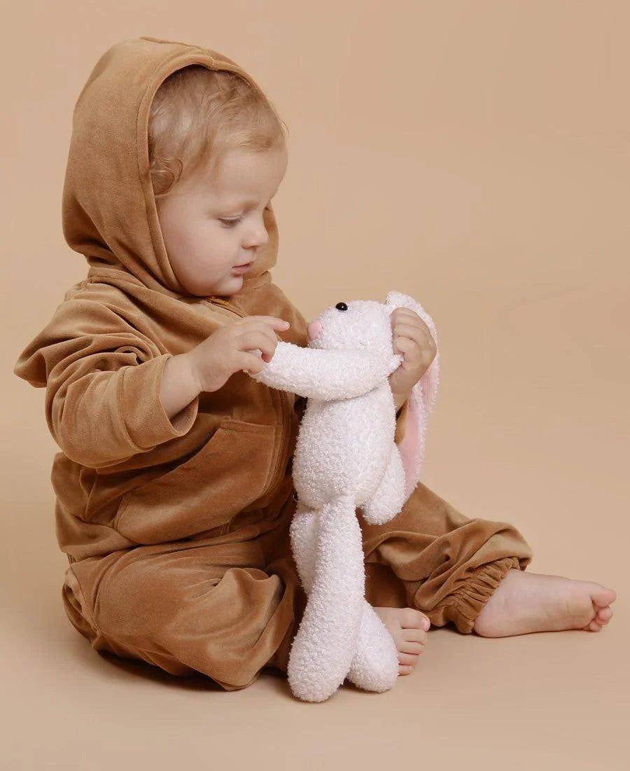 Conjunto Casaco e Calça Infantil Plush Liso Caramelo