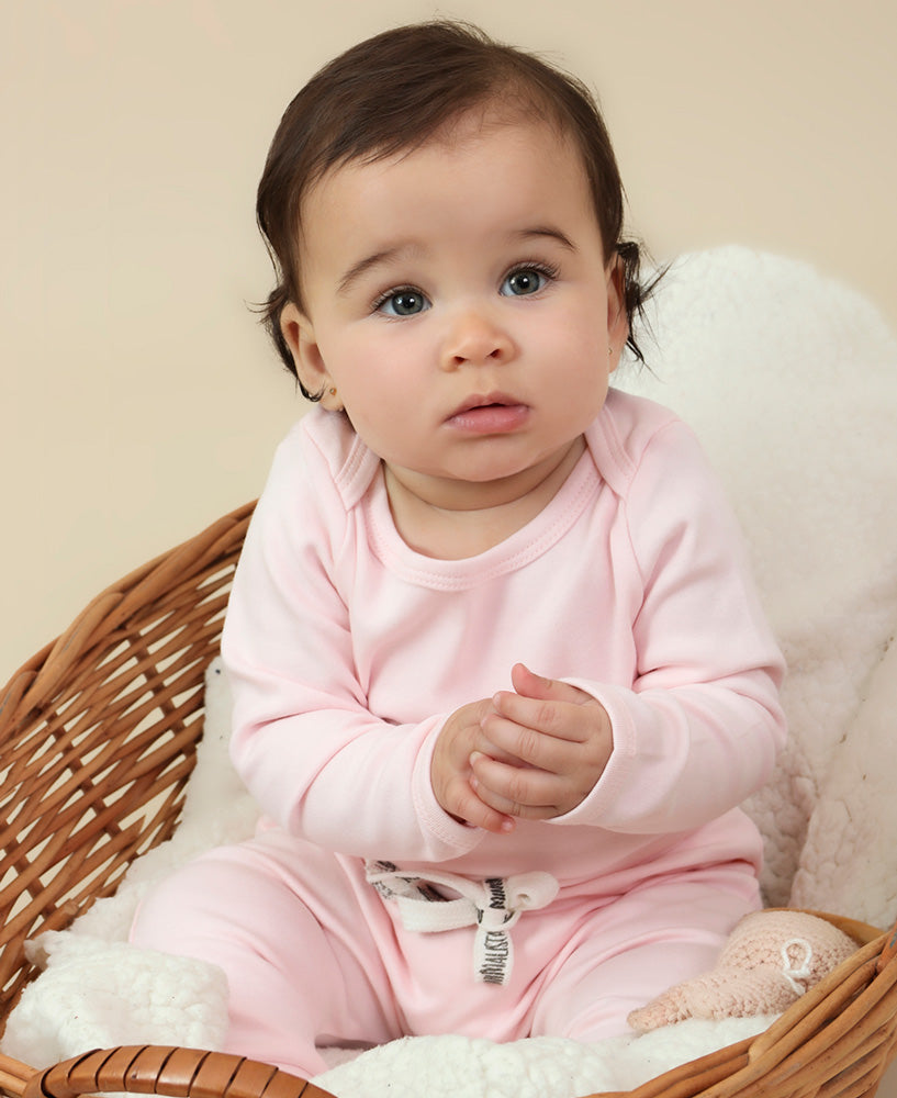 Conjunto Body Manga Longa e Calça Bebê | Liso Rose Quartzo