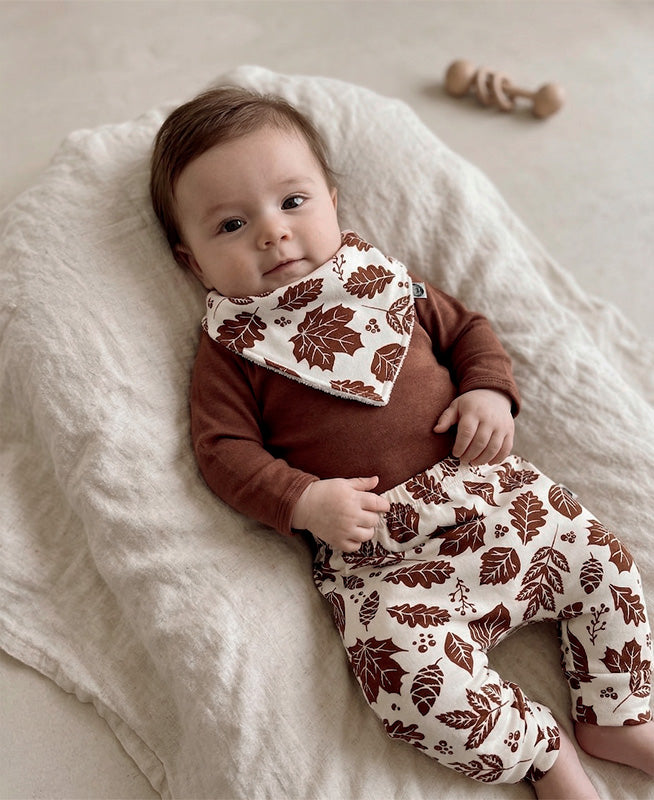 Conjunto Bebê Menino Calça + Body Longo + Babador | Oak e Fall