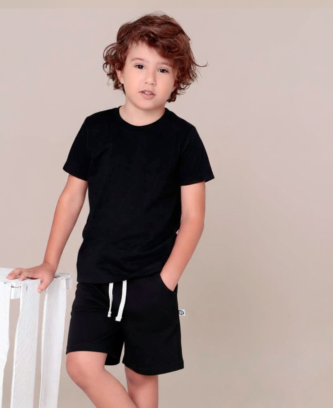 Conjunto Camiseta e Bermuda Infantil Menino | Liso Preto