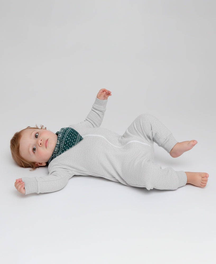 Conjunto Bebê Macacão + Babador | Mescla Claro e Sweater