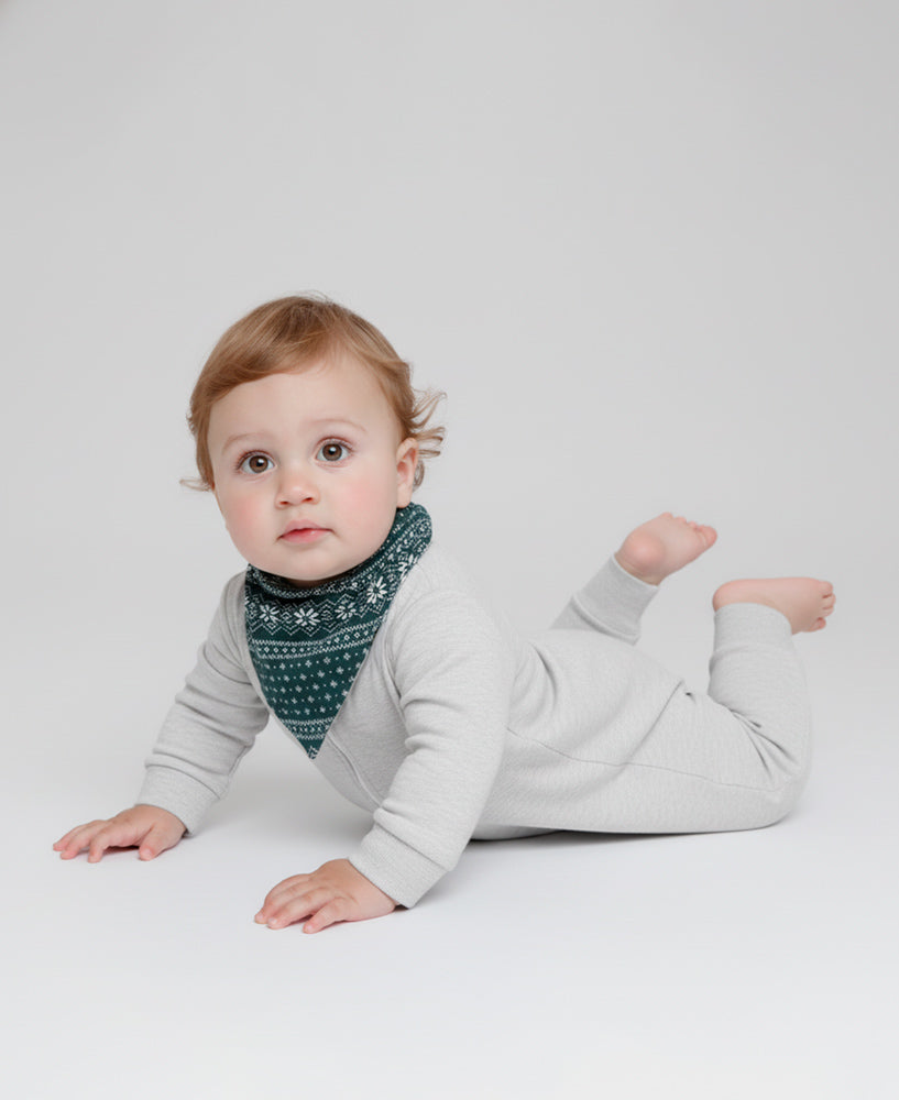 Conjunto Bebê Macacão + Babador | Mescla Claro e Sweater