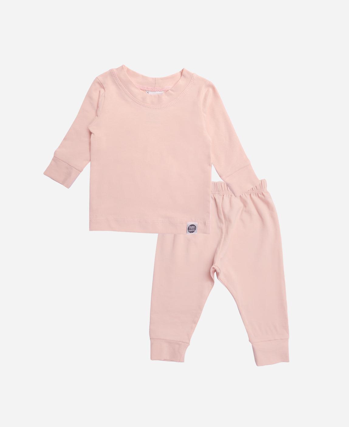 Conjunto Pijama Bebê Unissex Manga Longa MiniMalista Liso Rose - MiniMalista Baby - b2b, Baby, Frio, Menina -bebê-minimalista-estiloso