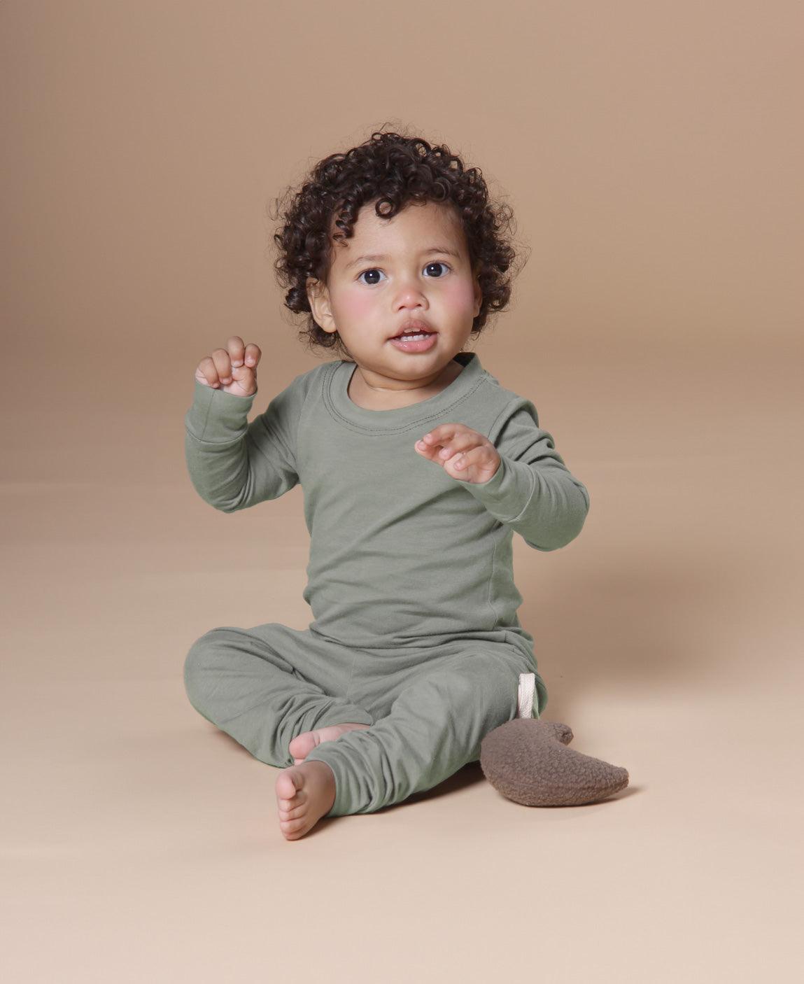 Conjunto Pijama Bebê Unissex Manga Longa MiniMalista Liso Verde - MiniMalista Baby - b2b, Baby, Frio, Menino -bebê-minimalista-estiloso