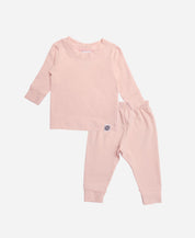 Conjunto Pijama Infantil Unissex Manga Longa MiniMalista Liso Rose - MiniMalista Baby - b2b, Frio, Kids, Menina -bebê-minimalista-estiloso