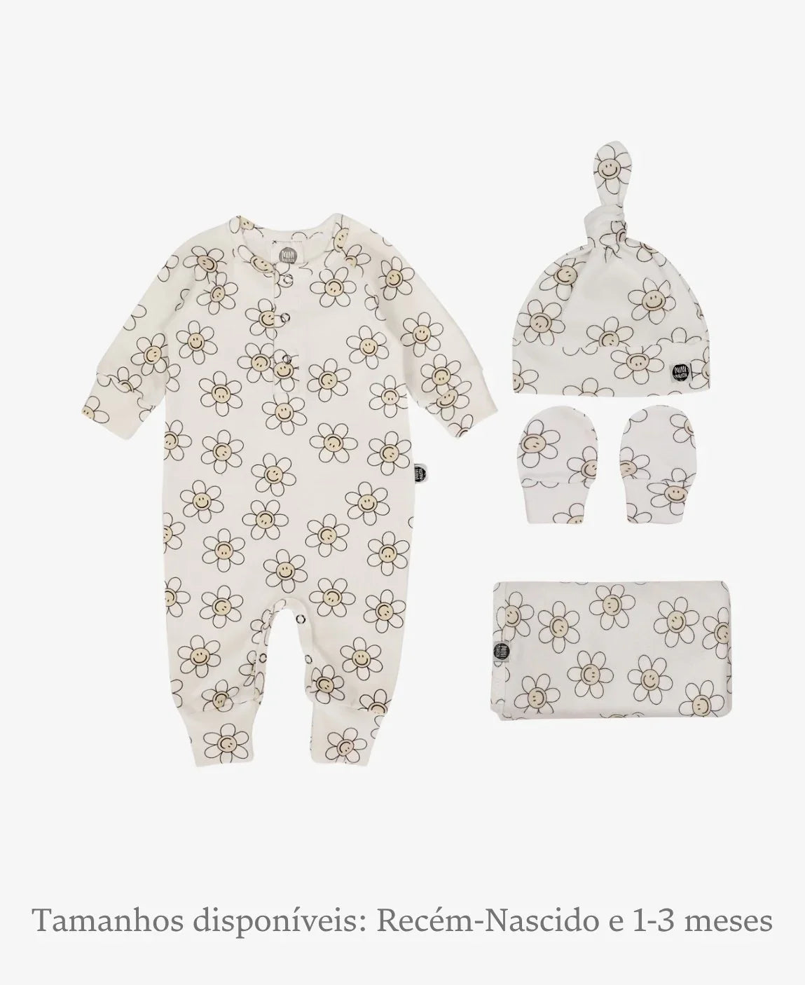 Kit Presente Saída de Maternidade Bebê 4 peças | Flower Power