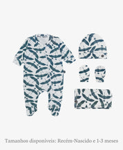 Kit Presente Saída de Maternidade Bebê 4 peças | Blue Flock