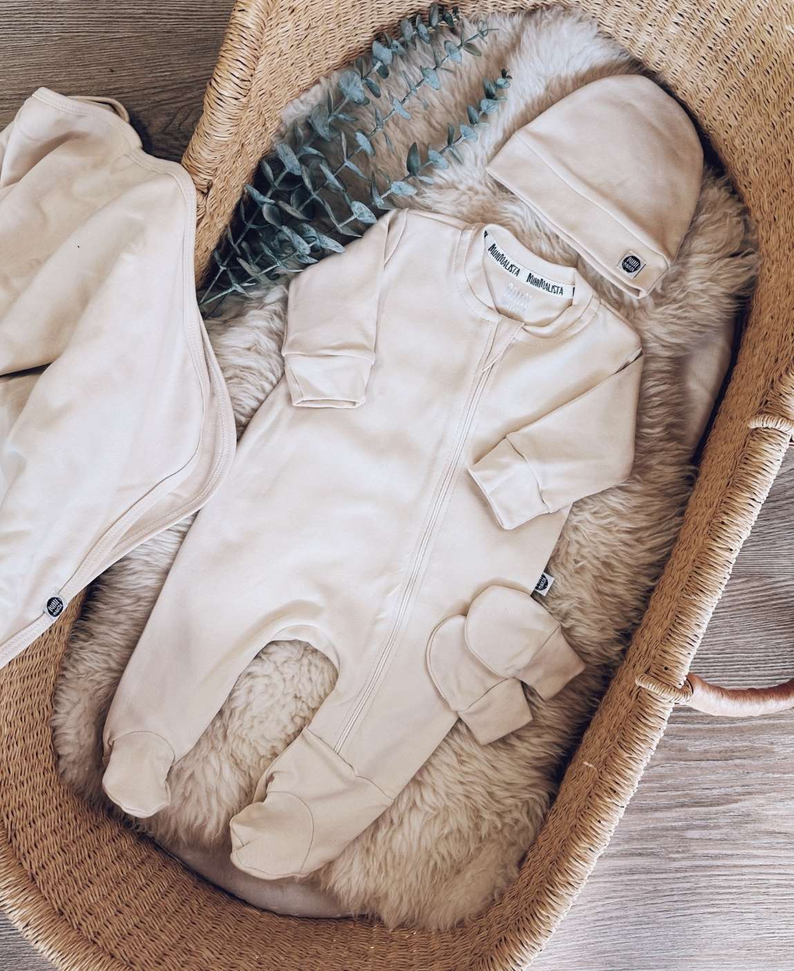 Kit Presente Saída de Maternidade Bebê 4 peças | Liso Sand