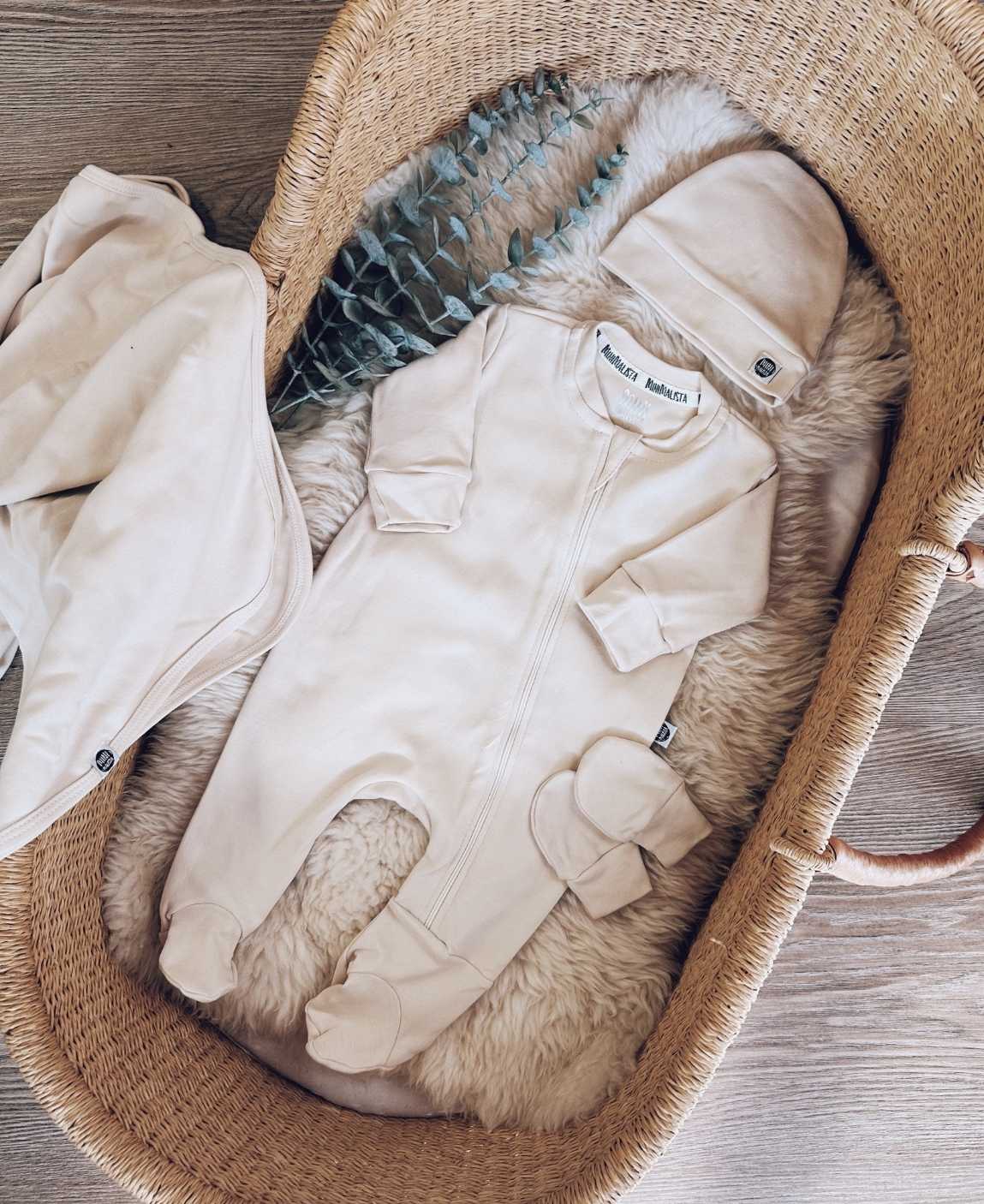 Kit Presente Saída de Maternidade Bebê 4 peças | Liso Sand