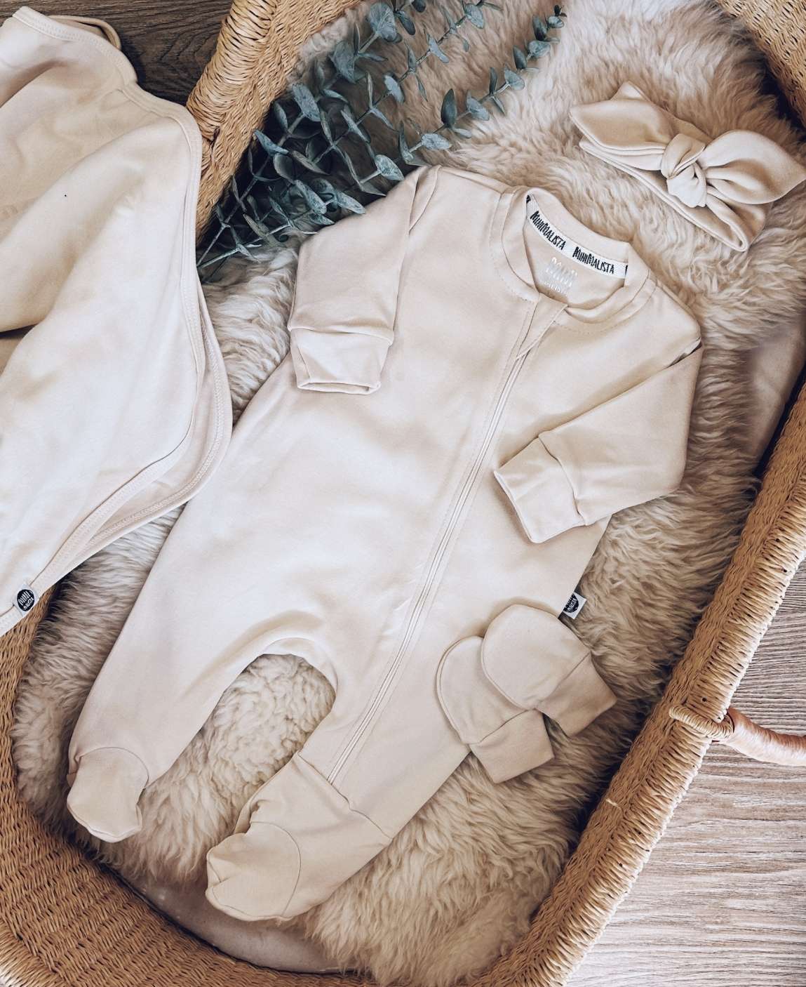 Kit Presente Saída de Maternidade Bebê 4 peças | Liso Sand