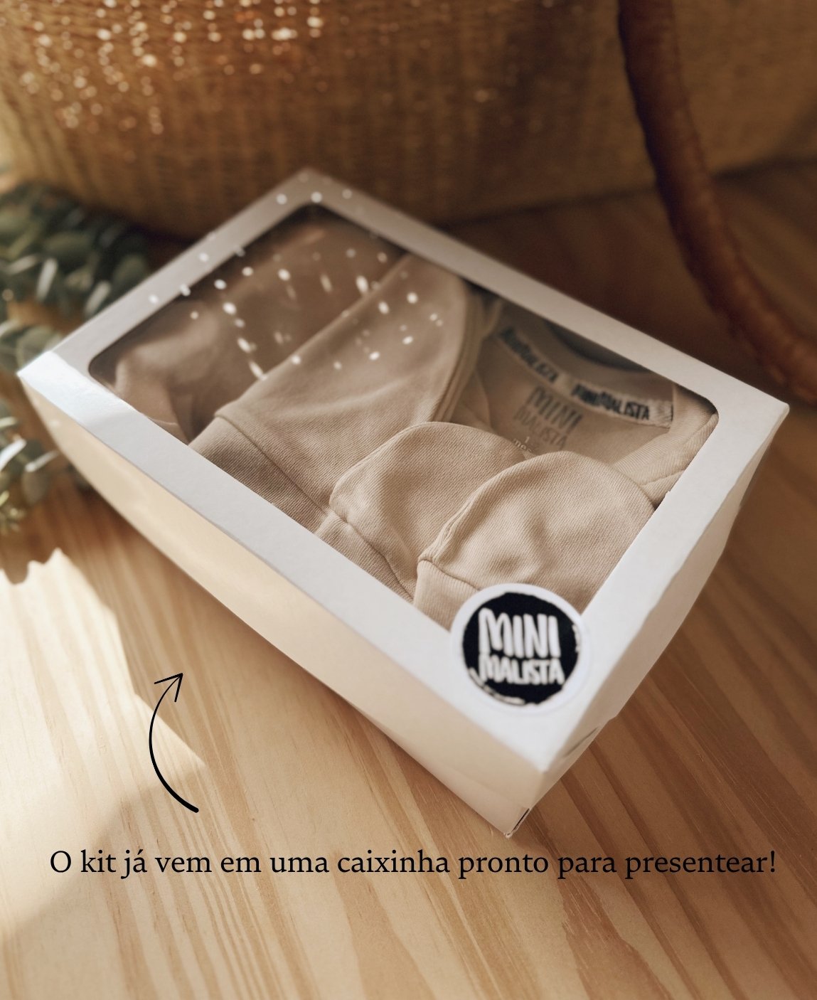 Kit Presente Saída de Maternidade Bebê 4 peças | Liso Sand
